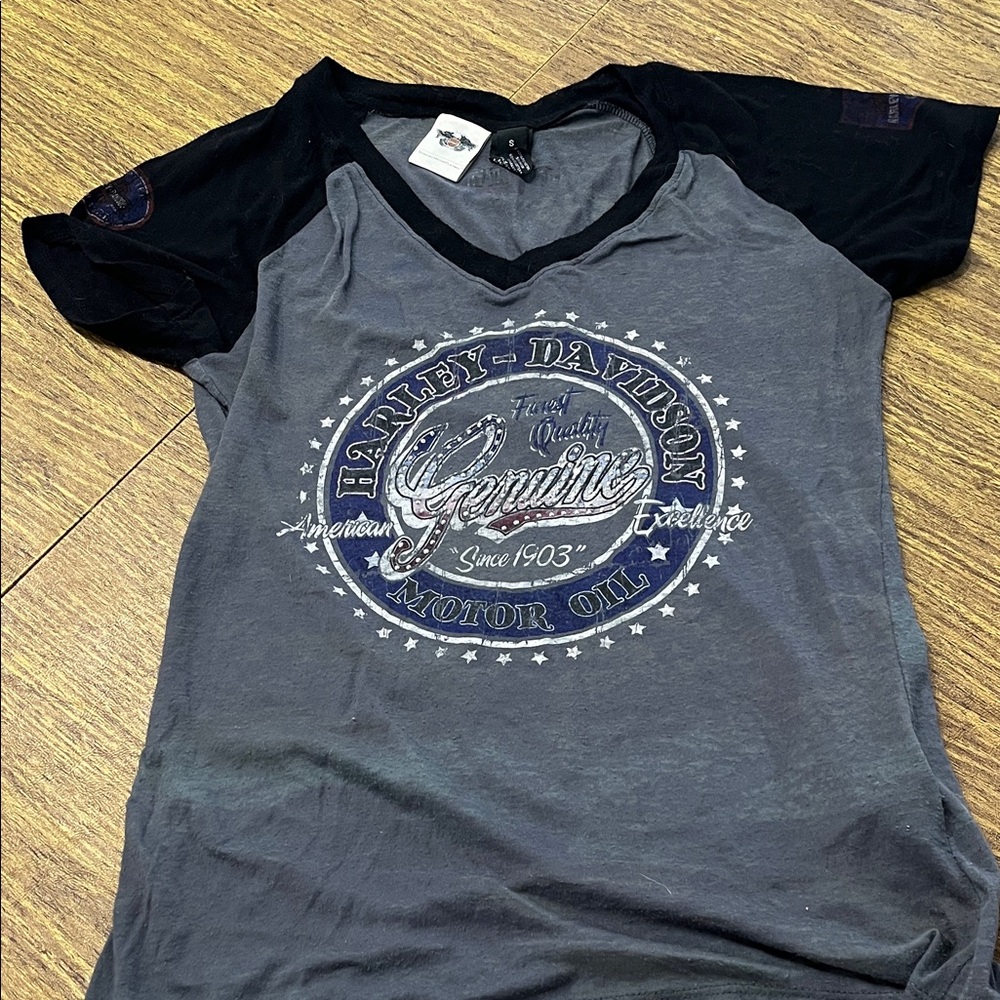 Harley-Davidson Black and Gray Genuine T-Shirt